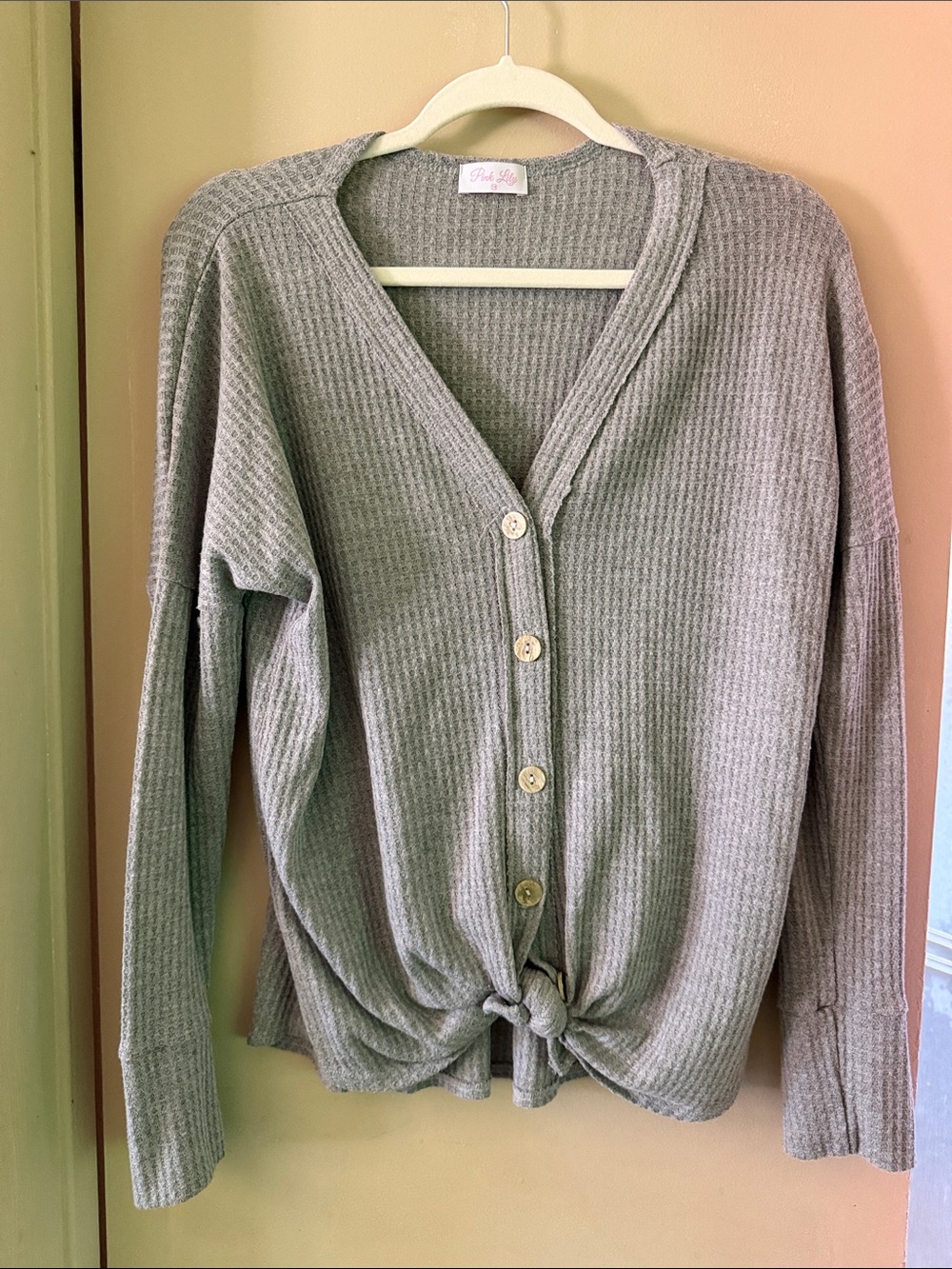 Pink Lily Nothing Typical Waffle Blouse
